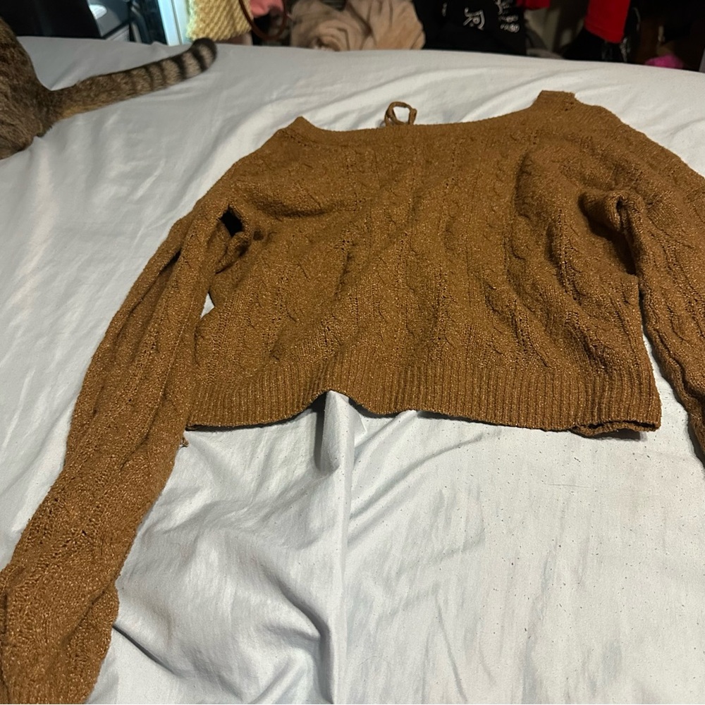 Kohl's Brown Cardigan Sweater with Ribbed Texture